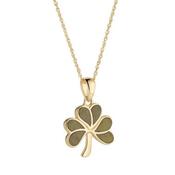 9k Yellow Gold Connemara Marble Shamrock Pendant Necklace image