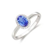 9k White Gold Tanzanite and Diamond Ring