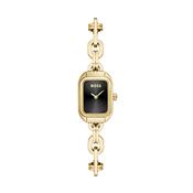 Haily Ladies 19mm Black Dial Quartz Gold-Toned Stainless Steel Watch