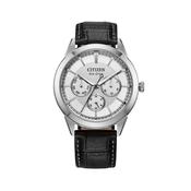 Rolan 40mm, Silver Dial, Stainless Steel Case, Black Leather Strap, Eco-Drive Watch image