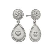 Love of Nature Sterling Silver Heart &amp; Flower Drop Earrings