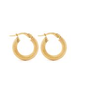 9k Yellow Gold Small Beaded Hoop Earrings