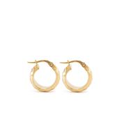 9k Yellow Gold Small Wide Faceted Hoop Earrings