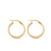 9k Yellow Gold Small Cut Edge Hoop Earrings