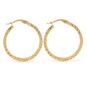 9k Yellow Gold Large Cut Edge Hoop Earrings