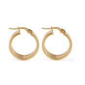 9k Yellow Gold Triple Hoop Earrings