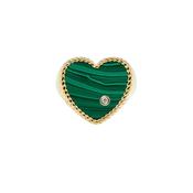 9k Yellow Gold Chevalière Coeur Malachite Or Jaune Signet Ring image