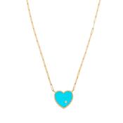 18k Yellow Gold Collier Solitaire Pm Coeur Turquoise Or Jaune Necklace image