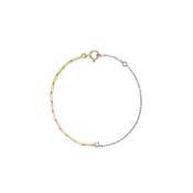 18k White &amp; Yellow Gold Bracelet Solitaire Diamant 2 Ors Bracelet