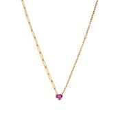 9k Yellow Gold Collier Solitaire Coeur Rose Or Jaune Necklace image