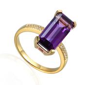 9k Yellow Gold Amethyst and Diamond Solitaire Ring