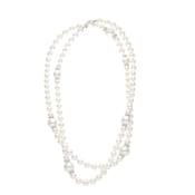 18K White Gold White South Sea Pearl &amp; Round White Diamond Necklace image