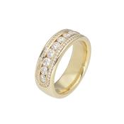 18k Yellow Gold Round Cut 1.35ct Diamond Half Set Ring