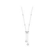 18k White Gold 7.5mm Akoya Pearl Diamond Bow Necklace