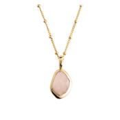 Yellow Gold Amble Large Stepping Stone Rose Quartz Pendant Necklace image