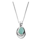 Silver Amble Pebble Charms Aqua Chalcedony Necklace image
