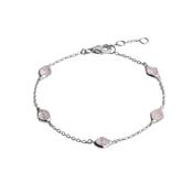 Silver Amble Stepping Stone Rose Quartz Bracelet