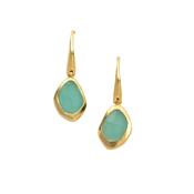 Yellow Gold Amble Pebble Aqua Chalcedony Hook Earrings image
