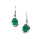 Silver Amble Pebble Green Tourmaline Hook Earrings image