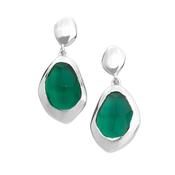 Silver Amble Large Stepping Stone Green Tourmaline Earrings image