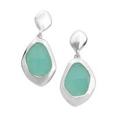 Silver Amble Large Stepping Stone Aqua Chalcedony Earrings image