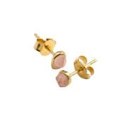 Yellow Gold Stepping Stone Rose Quartz Stud Earrings
