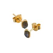 Yellow Gold Stepping Stone Labradorite Stud Earrings image