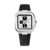 Cap Camarat Square Chronograph 40.5mm, Silver Dial, Quartz Movement, Stainless Steel Case, Black Rubber Strap Watch