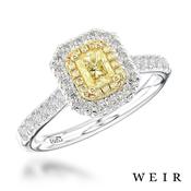 Platinum 1.00ct Fancy Light Yellow SI1  Radiant cut Diamond Engagement Ring image