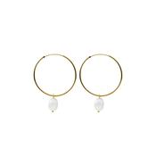 Yellow Gold Orla Pearl Hoop Earrings image