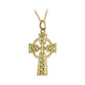 9k Yellow Gold Small Celtic Cross Pendant Necklace image