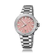 Aquis Date 36.5mm Pink Dial Automatic Stainless Steel Watch