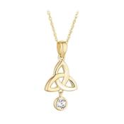 9k Gold Cubic Zirconia Trinity Pendant Necklace image