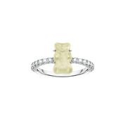 White Haribo Gummy Sterling Silver Crystal Ring Size 54