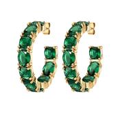 Gretia Gold Toned Green Crystal Hoop Earrings image