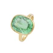 18k Yellow Gold Oval Shape Paraiba 7.25ct Tourmaline Rub Over Ring
