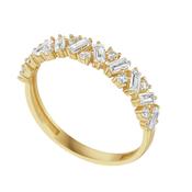 9k Yellow Gold Baguette Cluster Set Band Ring Size L