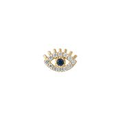 9k Gold CZ &amp; Sapphire Evil Eye Piercing Earring