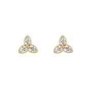 9k Gold CZ Marquis Flower Stud Earrings