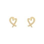 9k Gold Open Heart Stud Earrings