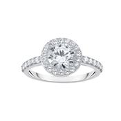 White Zirconia Sterling Silver Halo Ring Size 54 image