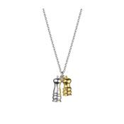 Salt &amp; Pepper Mills Sterling Silver and Gold Plated Necklace image