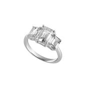 Sterling Silver Cubic Zirconia Three Stone Ring - Size M image