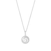 Sterling Silver Swirled Circle Cubic Zirconia Pendant Necklace