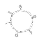 Soul Compass Multi Charm Sterling Silver Link Chain Bracelet