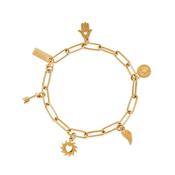 Soul Compass Gold Plated Multi Charm Link Chain Bracelet