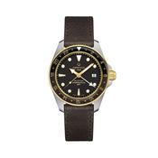 DS Action GMT Powermatic 80 41mm Black Dial Automatic Leather Strap Watch