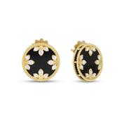 Venetian Medallions 18k Yellow Gold Diamonds &amp; Black Jade Earrings