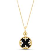 18k Yellow Gold Venetian Medallions Diamonds Ruby Black Jade Necklace