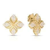 Arabesque Flower 18k Yellow Gold with Diamond Earrings